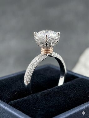 Unique New Sterling Silver 1 Carat Moissanite Solitaire Romance Ring Size 7